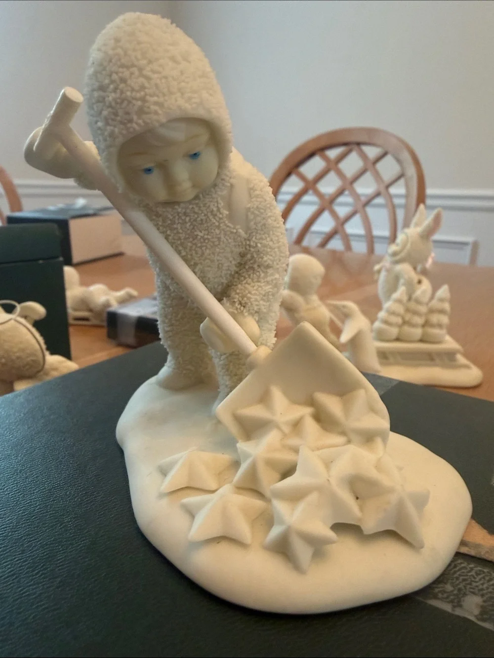 “So much work to do”. Department 56 Snowbabies.  Ivory Snow Shoveler Figurine